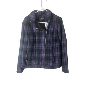 Torrid 2X Purple Plaid Flannel Moto Jacket Insulated Thick‎ Punk Grunge Goth NWT